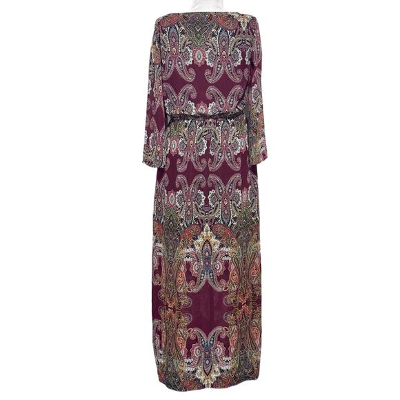 Signature‎ Collection Women's Maxidress Medium Burgundy Paisley - Picture 4 of 10